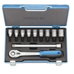 Gedore 1/2" Drive In-Hex Socket Set With Ratchet