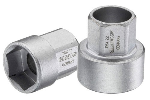 Gedore 1/2" External Hex Drive Hollow 19 SK Sockets Metric Short Pattern 
