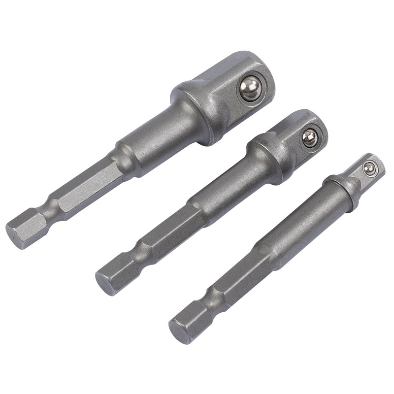 Draper 00005 BCS/3  1/4" Hex. x 1/4", 3/8" and 1/2" Square Drive Adaptors (Set of 3)