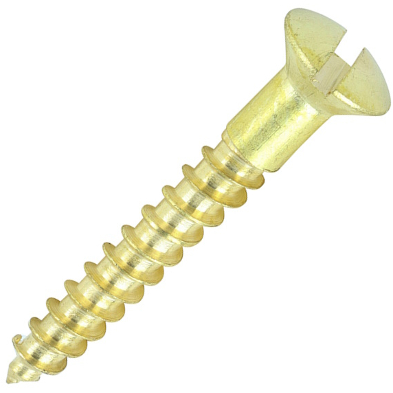 No. 6 x 1" Brass Woodscrew Slotted Raised (Box of 200) 00061RRBS Timco