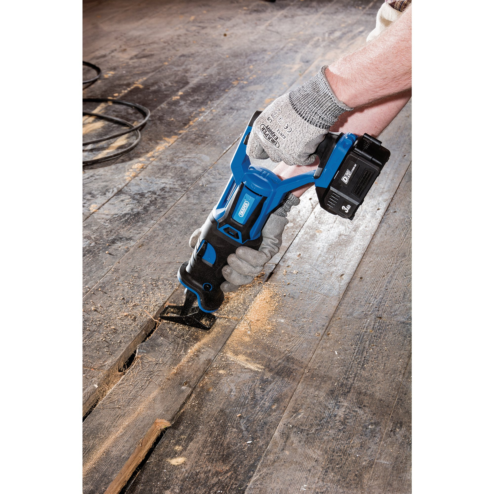 Draper 00593 D20RS28SET D20 20V Brushless Reciprocating Saw with 3Ah Battery and Fast Charger