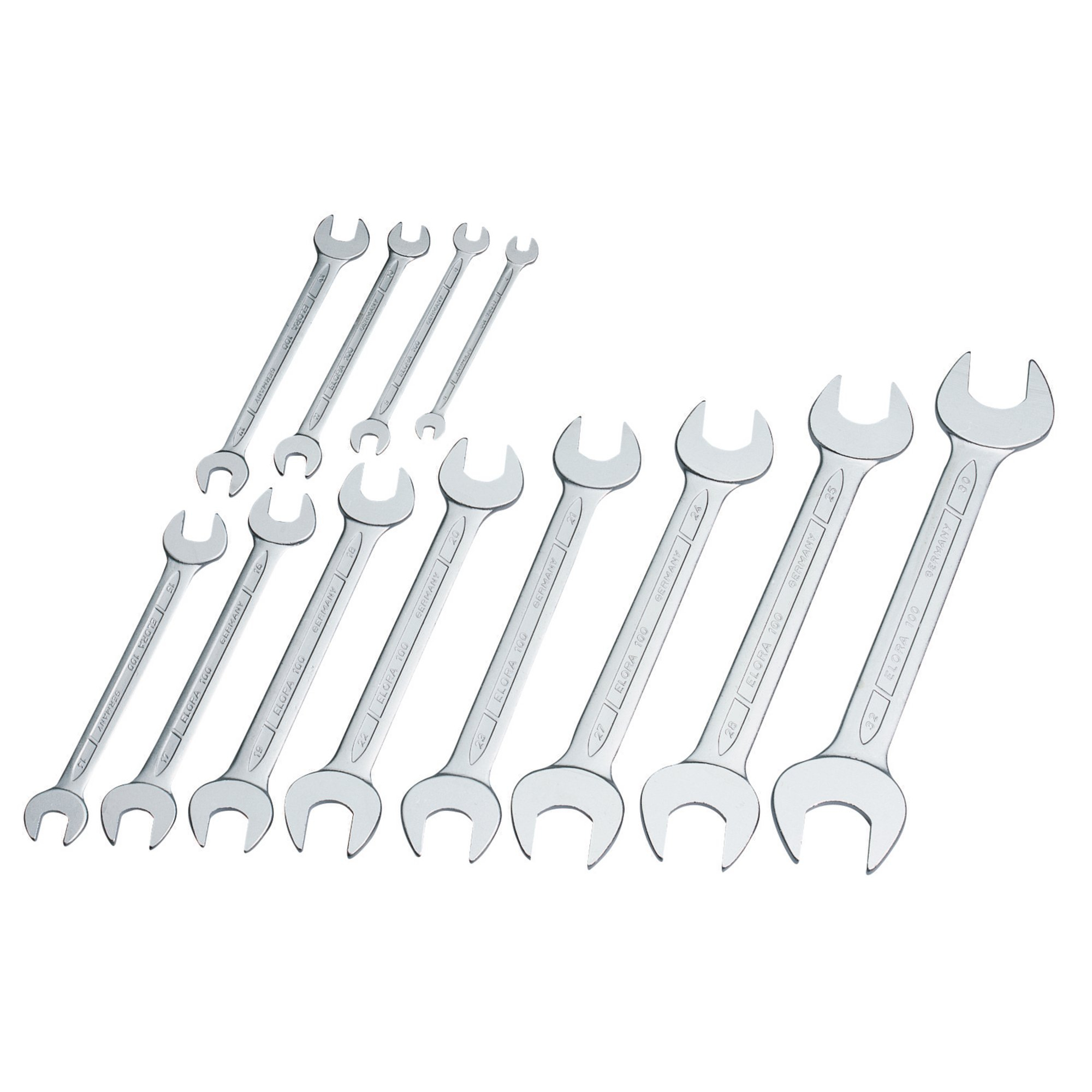 Elora 100 S 12M 12 Piece Long Metric Open End Spanner Set 01276