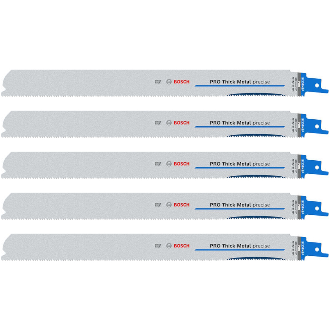 Bosch 2608659000 PRO Thick Metal precise S1237HBF Blade, 1.1 x 25 x 300 mm, 5 pcs