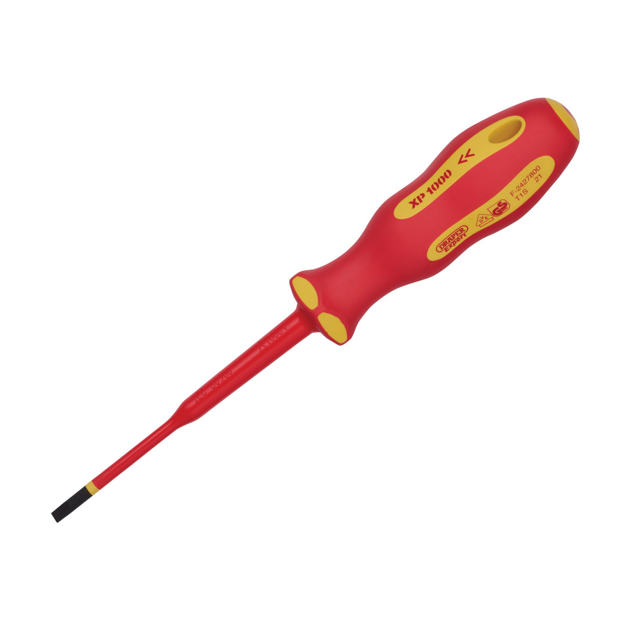 Draper 02160 965SLIM Ergo Plus&#174; Slimline Plain Slot VDE Screwdriver (4.0mm X 100mm)