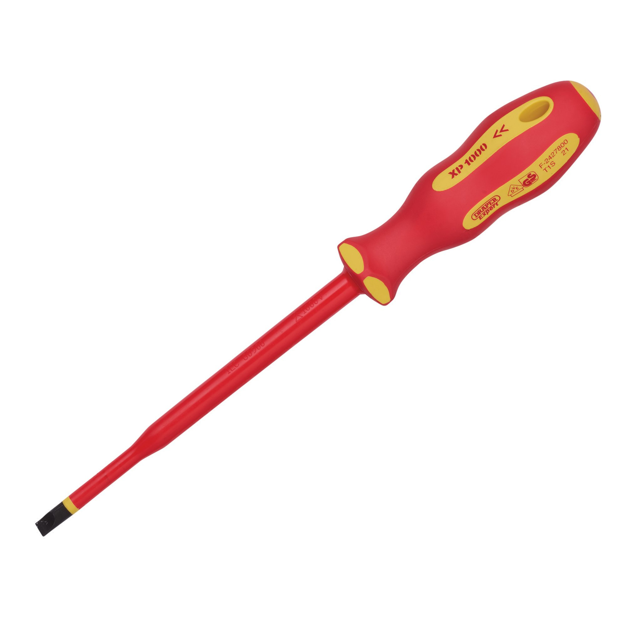 Draper 02162 965SLIM Ergo Plus&#174; Slimline Plain Slot VDE Screwdriver (6.5mm x 150mm)