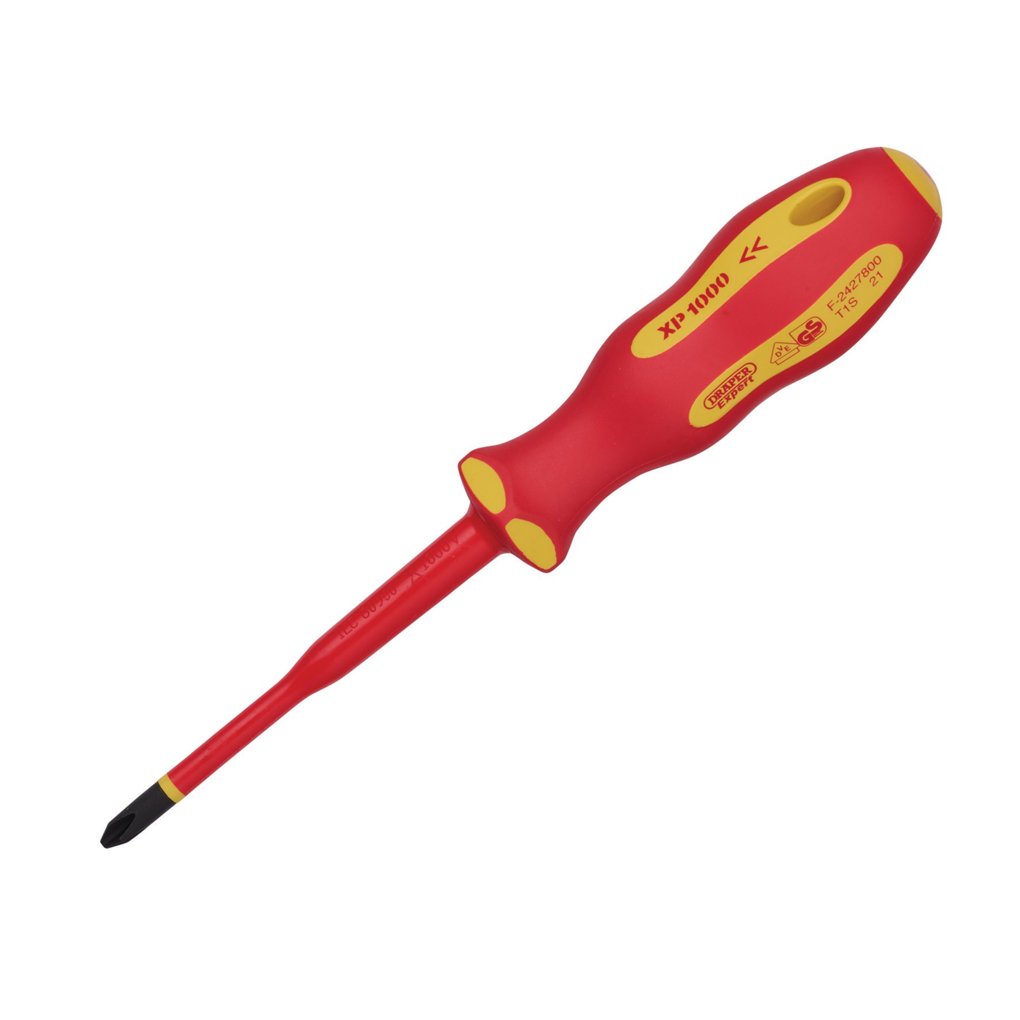 Draper 02164 965SLIMCS Ergo Plus&#174; Slimline Cross Slot VDE Screwdriver (No.2 x 100mm)