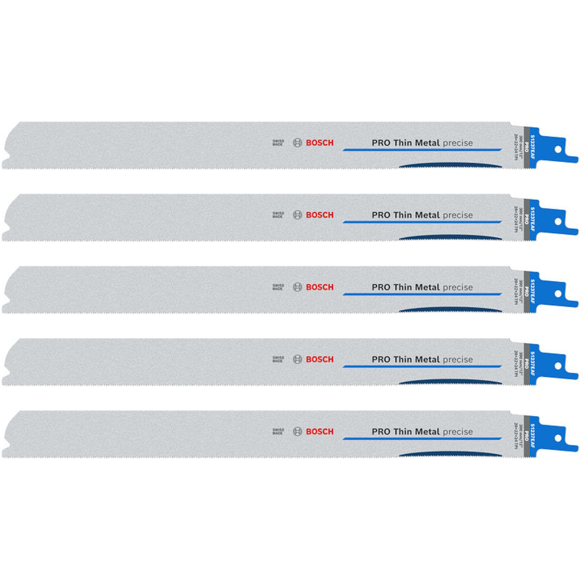 Bosch 2608658990 PRO Thin Metal precise S1237EAF Blade, 1.1 x 25 x 300 mm, 5 pcs