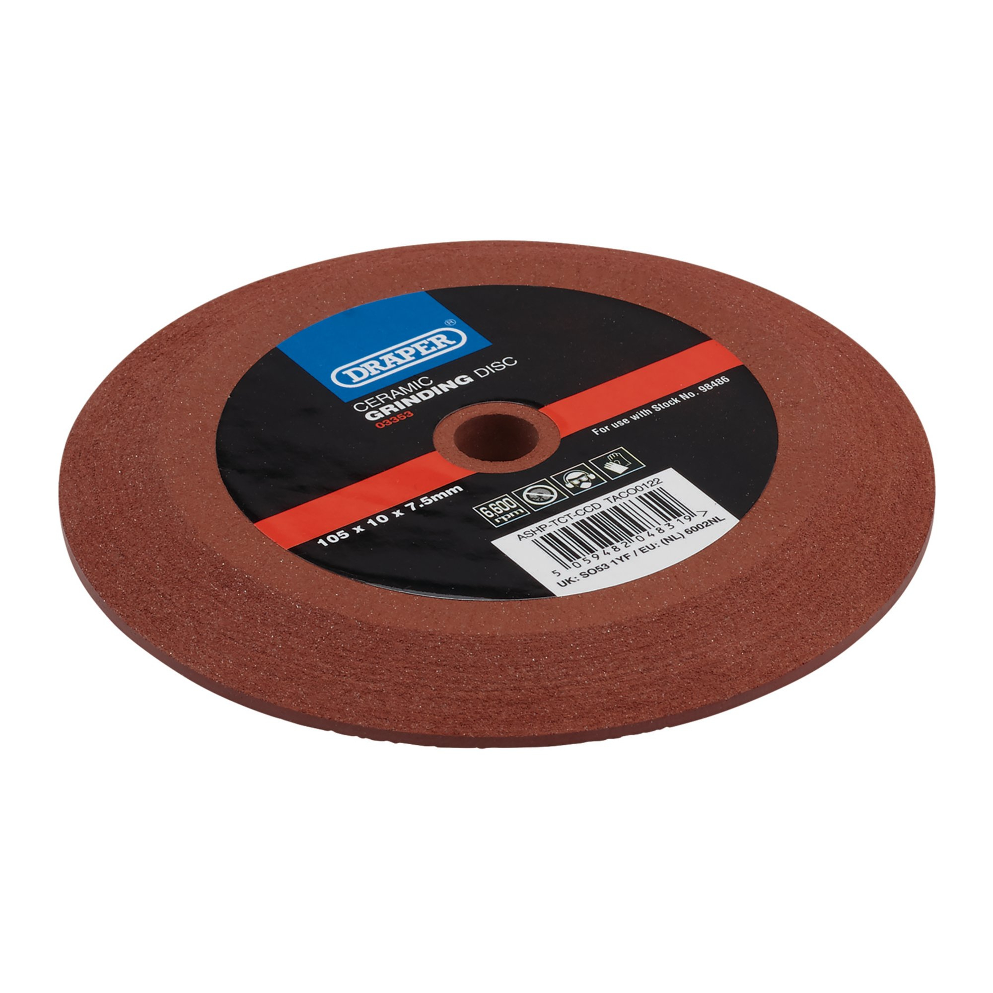 Draper 03353 ASHP-TCT-CCD Ceramic Grinding Disc, 105 X 10 X 7.5mm