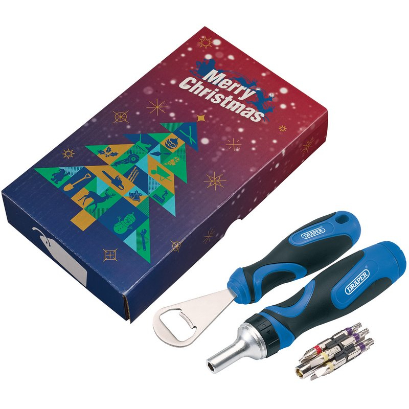 Draper 04774 15 Piece Ratchet Screwdriver Set and Bottle Opener Gift Box