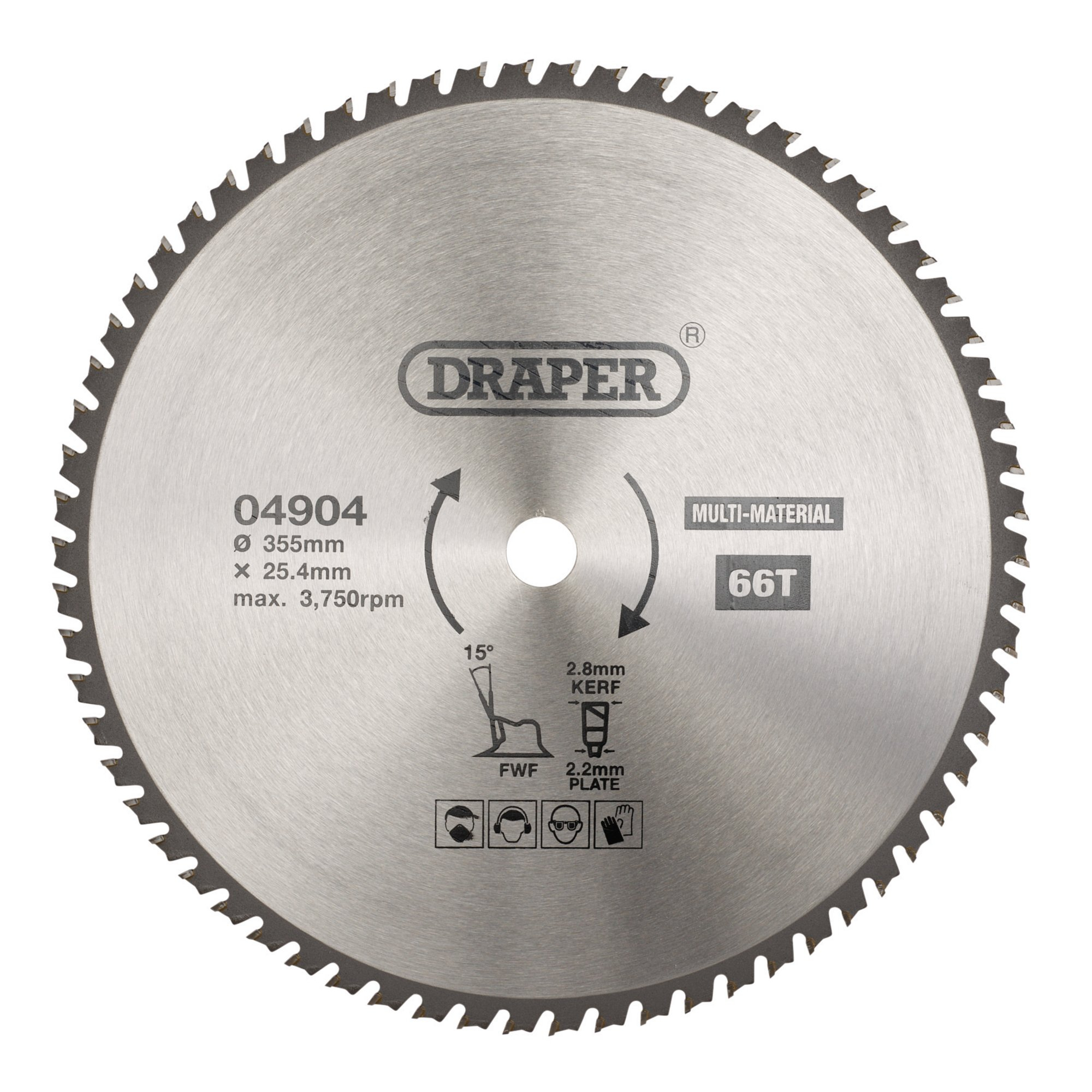 Draper 04904 SBM9 Tct Multi Purpose Circular Saw Blade, 355 X 25.4mm, 66 T