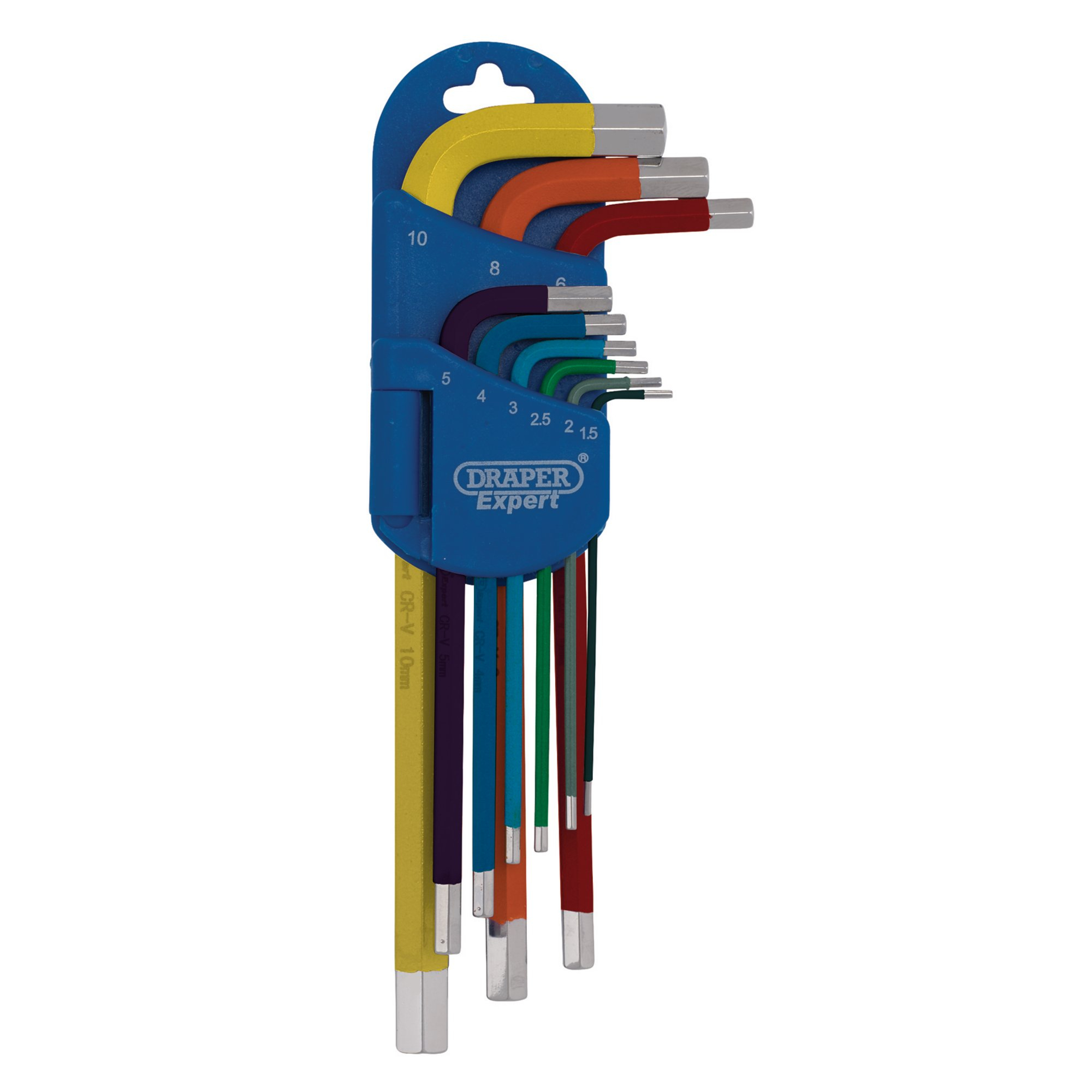 Draper 04905 LCHKS/9 Expert Metric Long Arm Hex Key Set, Colour Coded (9 Piece)