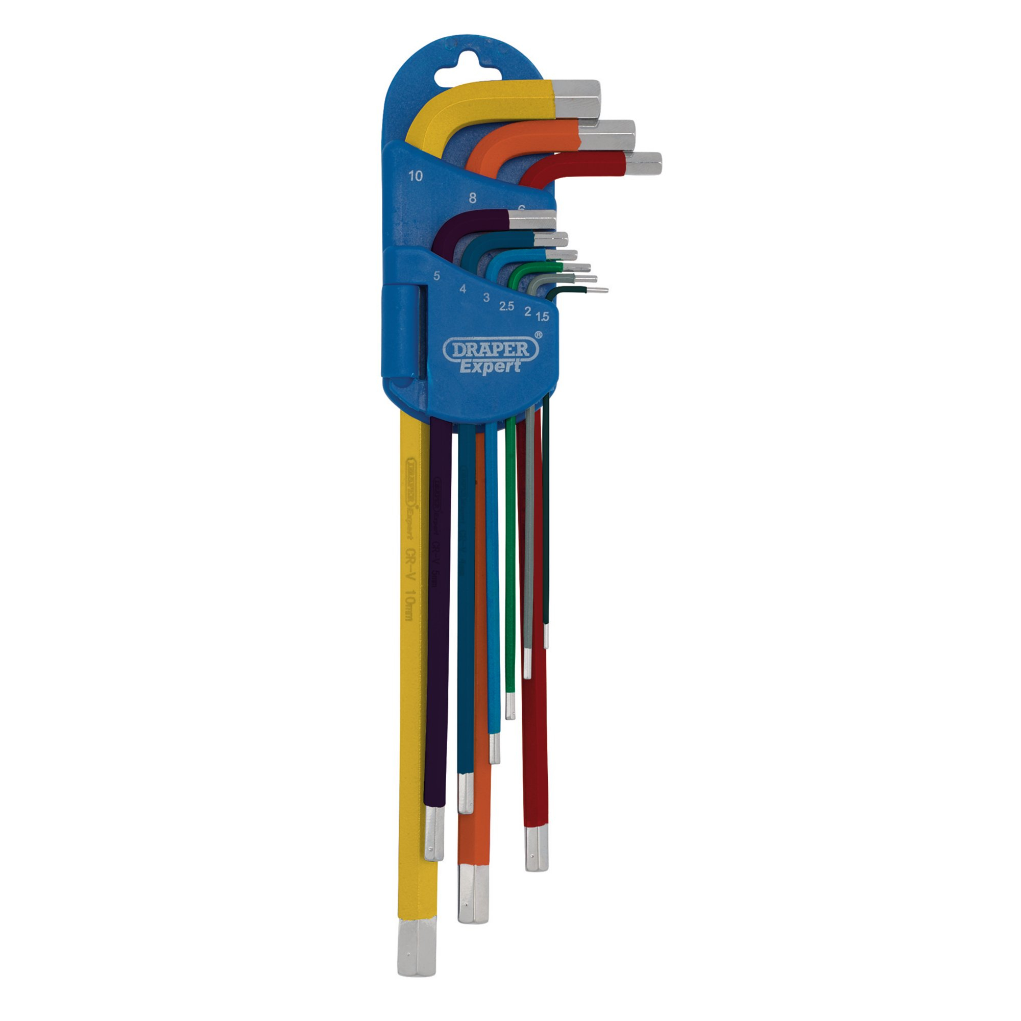 Draper 04911 XLCHKS/9 Expert Metric Extra Long Arm Hex Key Set, Colour Coded (9 Piece)