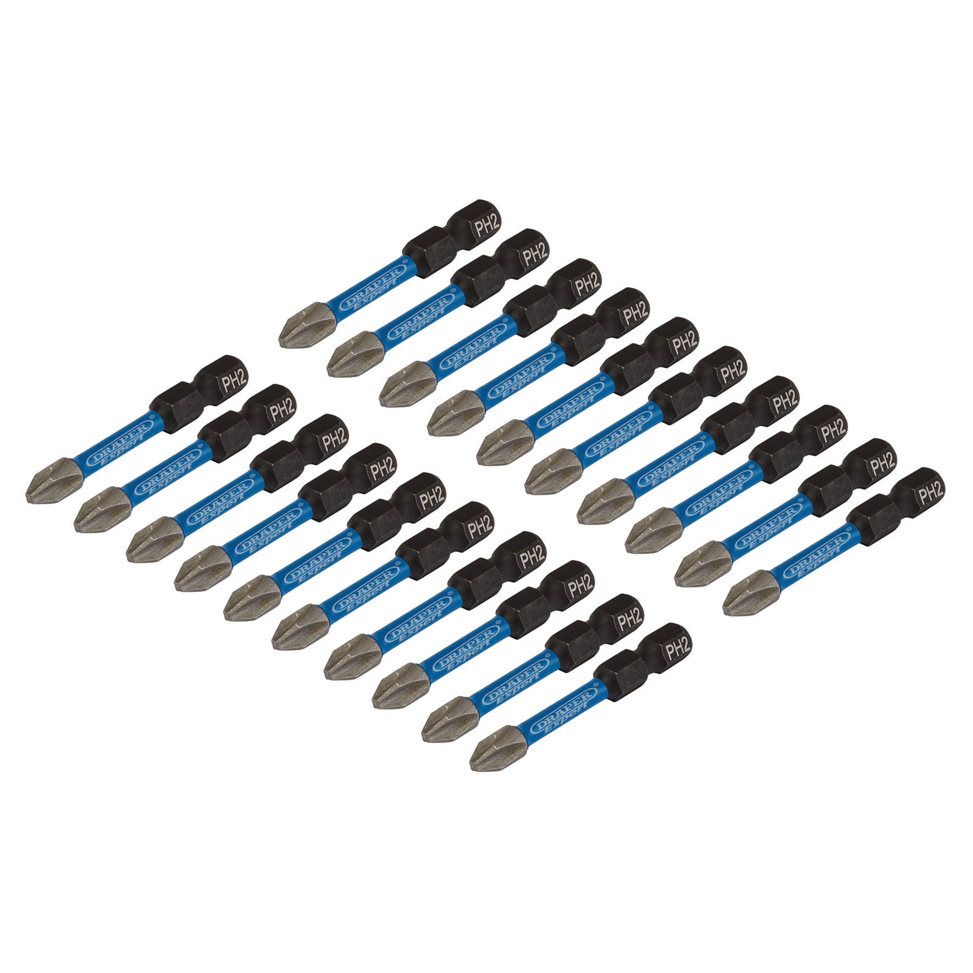 Draper 05697 IMBH/PH50/20 Expert Cross Slot/Ph Type Impact Screwdriver Bits, No.2 X 50mm, 1/4" Hex (Pack Of 20)