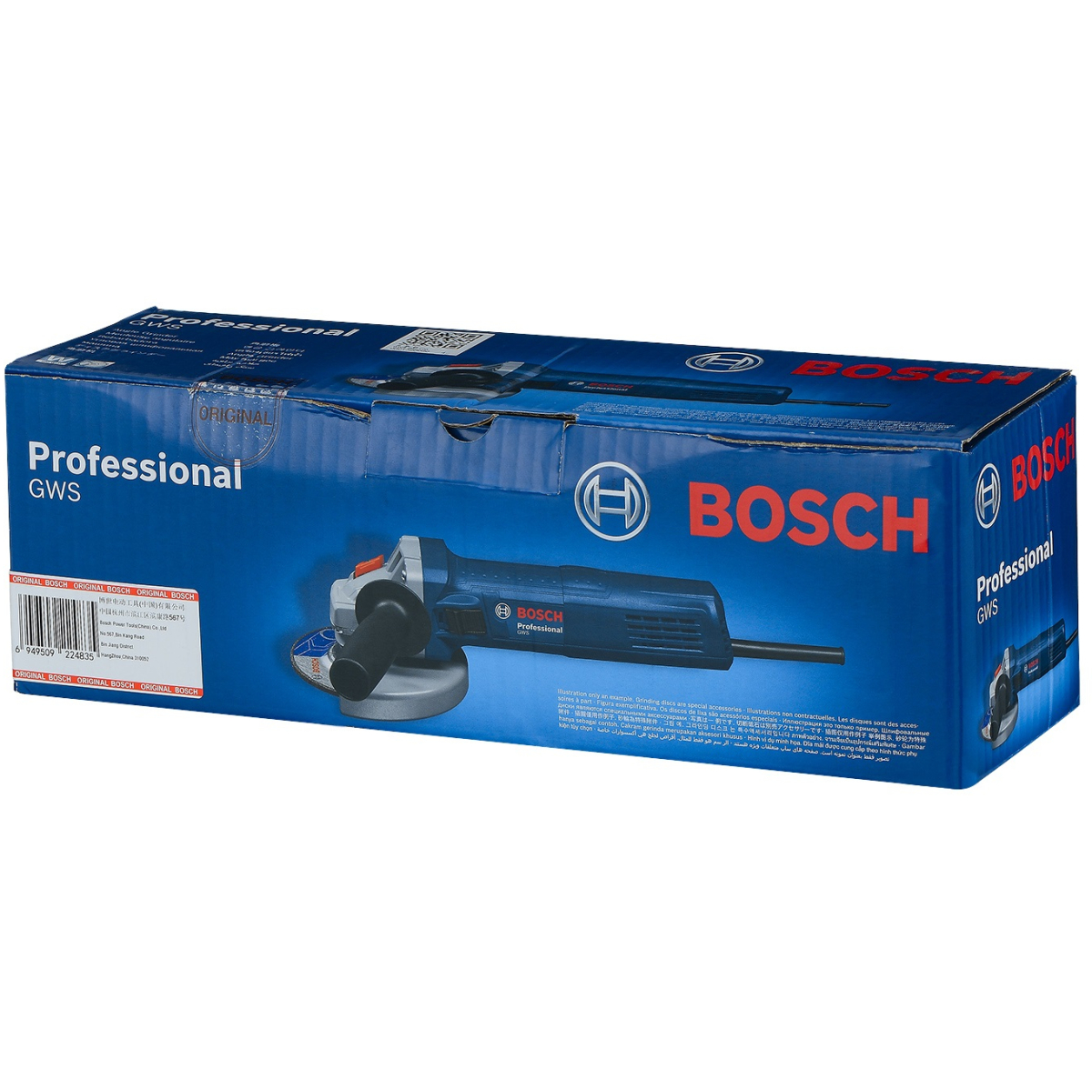 Bosch GWS 9-115 S 4.1/2"/115mm 900W Slim Grip Angle Grinder with Speed Selection in Carton