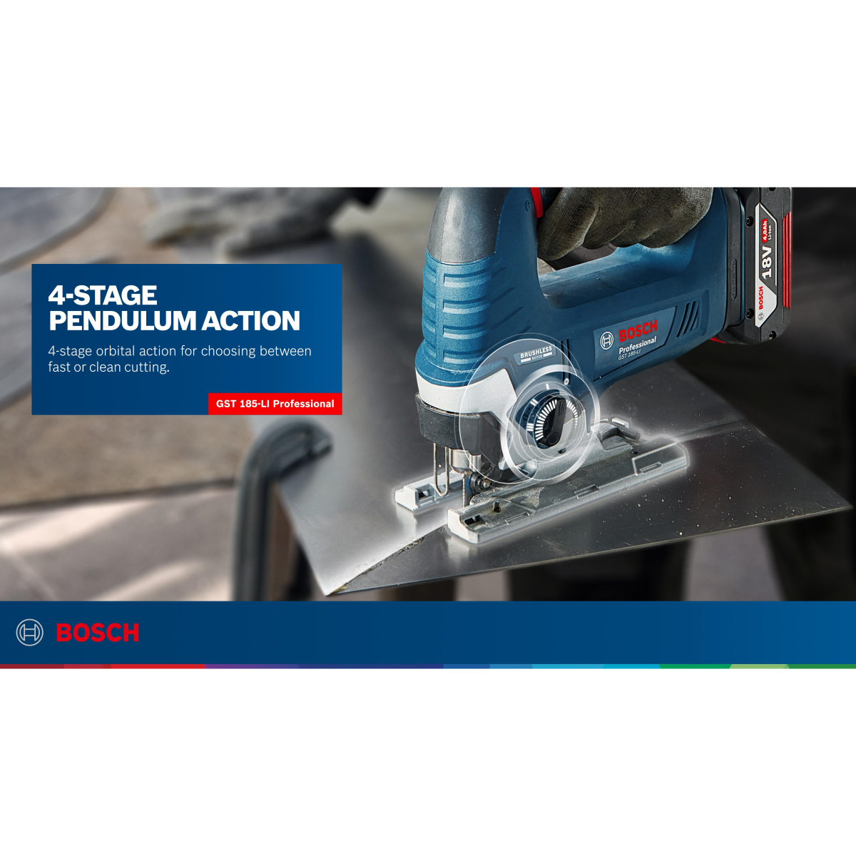 Bosch GST 18V-125 B Body Only 18V Bow Handle Jigsaw Brushless in L-Boxx