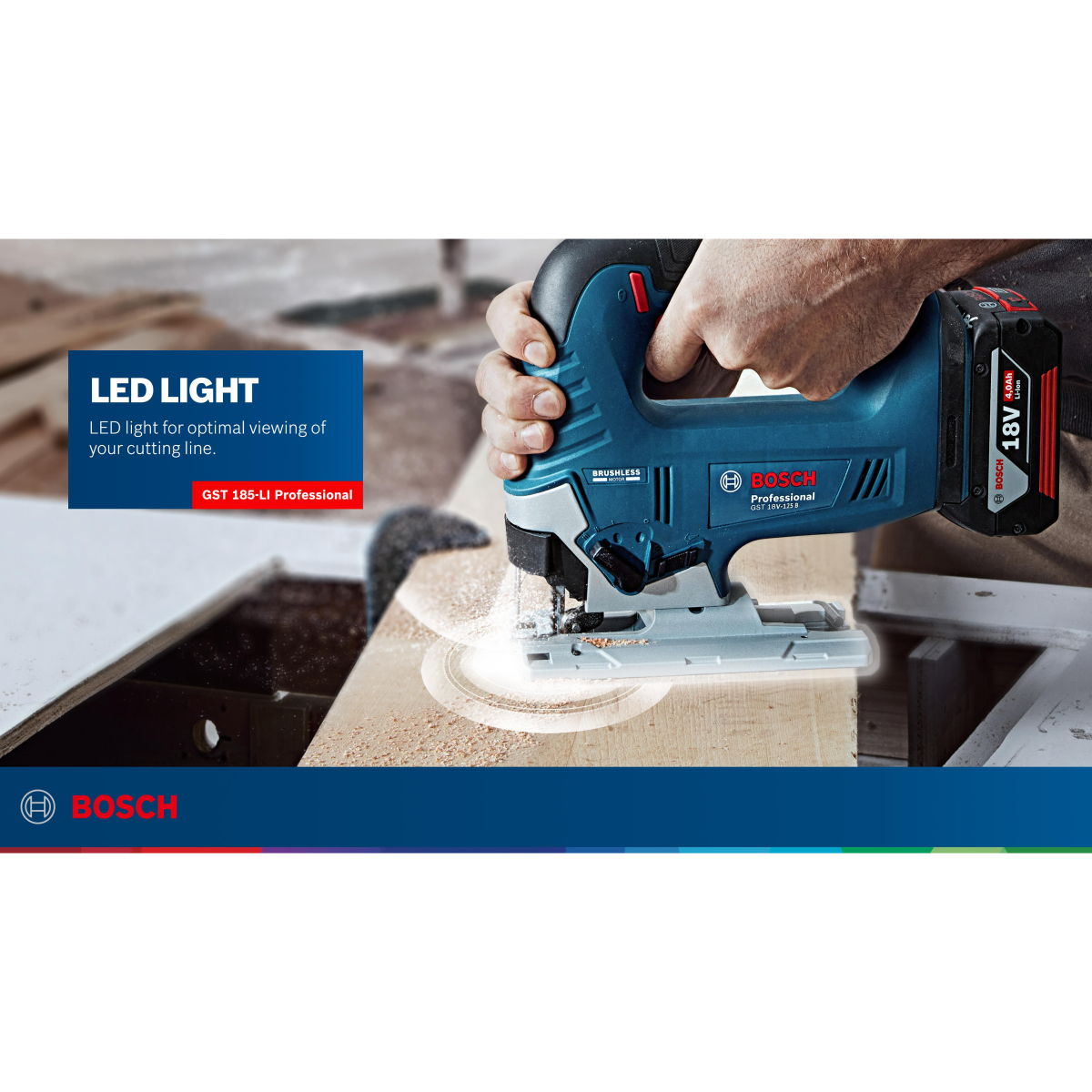 Bosch GST 18V-125 B Body Only 18V Bow Handle Jigsaw Brushless in L-Boxx