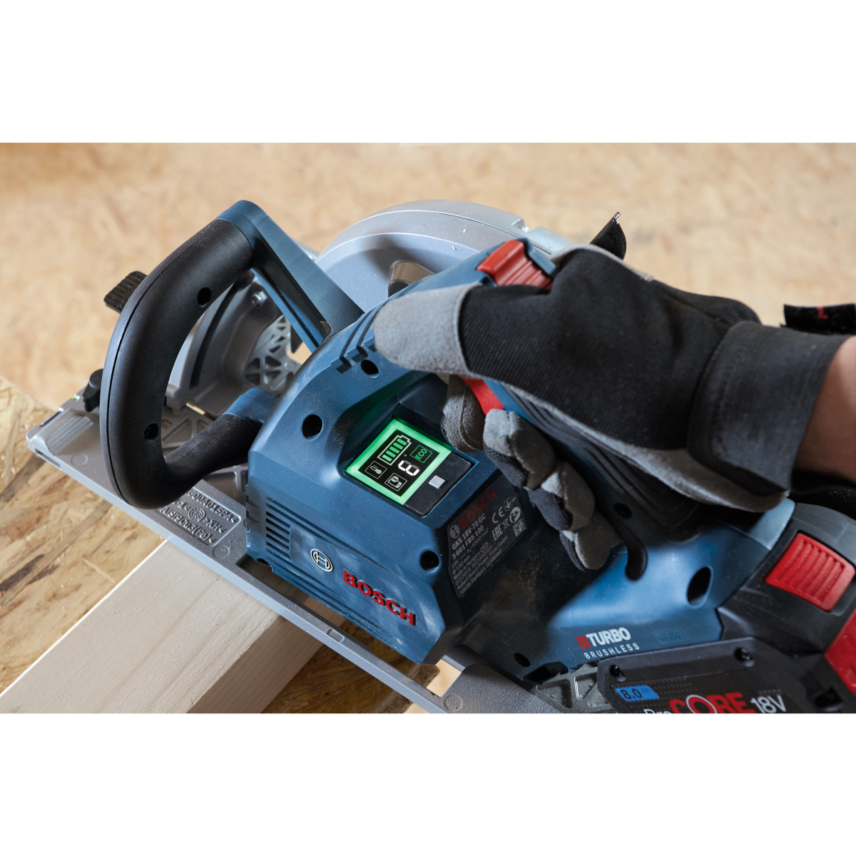 Bosch GKS 18V-68 GC 18V BITURBO BRUSHLESS Guide Rail Compatible Circular Saw 190mm Connected (2x8Ah ProCORE18V Batteries) in L-Boxx