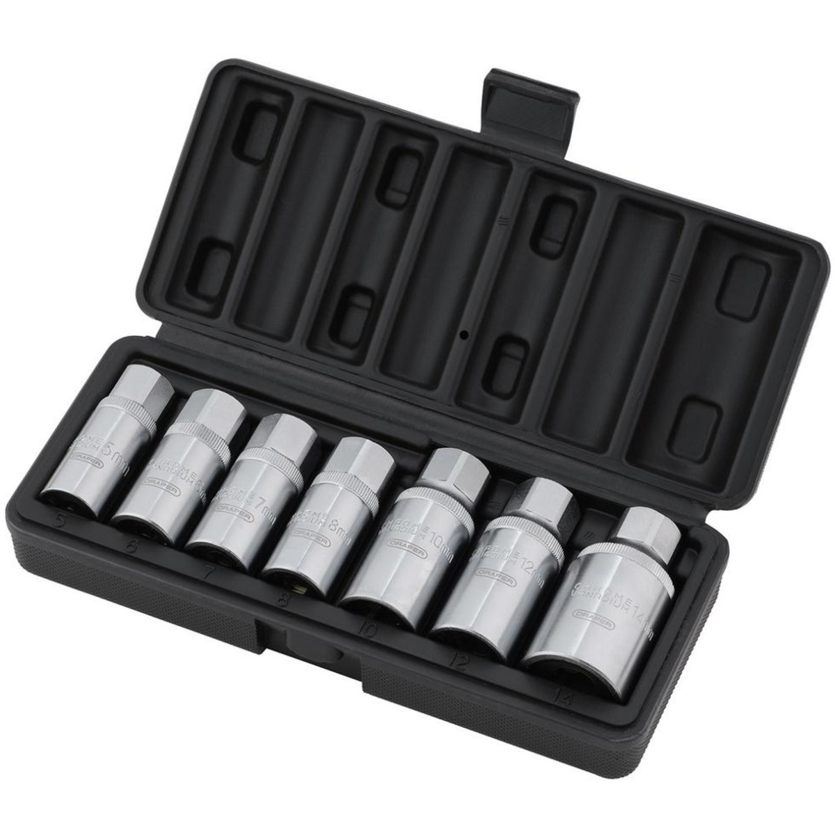 Draper 07119 Stud Extractor Set, 3/8" Sq. Dr., 1/2" Sq. Dr. (7 Piece)