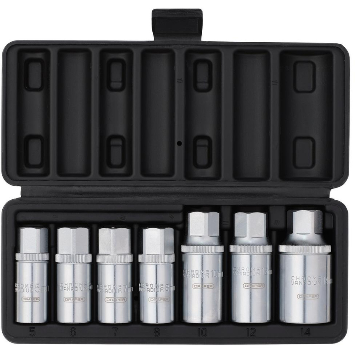 Draper 07119 Stud Extractor Set, 3/8" Sq. Dr., 1/2" Sq. Dr. (7 Piece)
