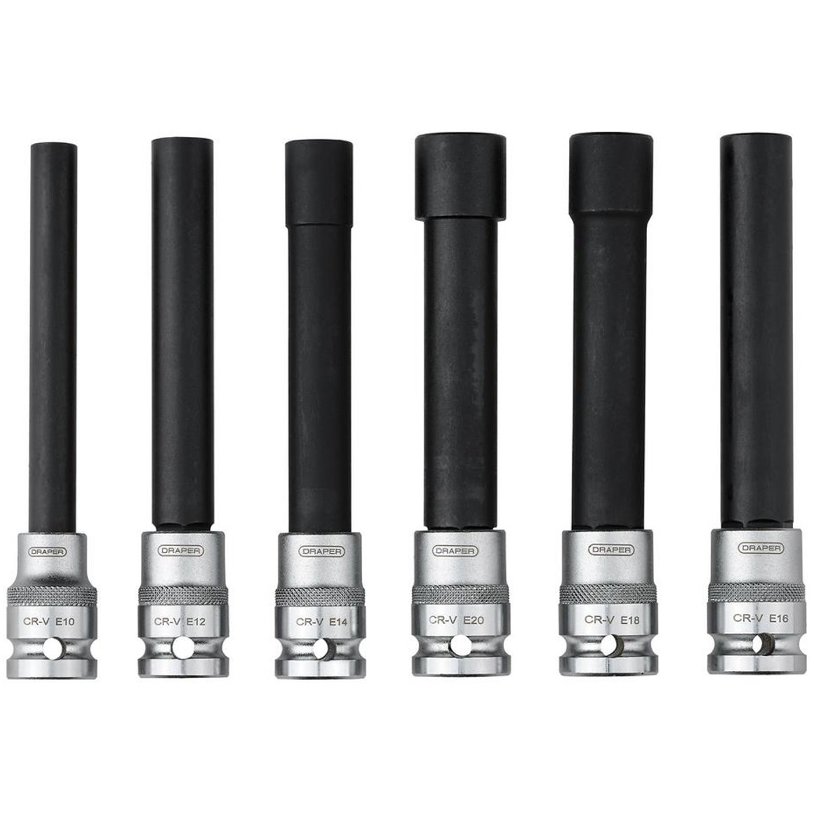 Draper 07125 Extra Long E-Type Sockets, 1/2" Sq. Dr. (6 Piece)