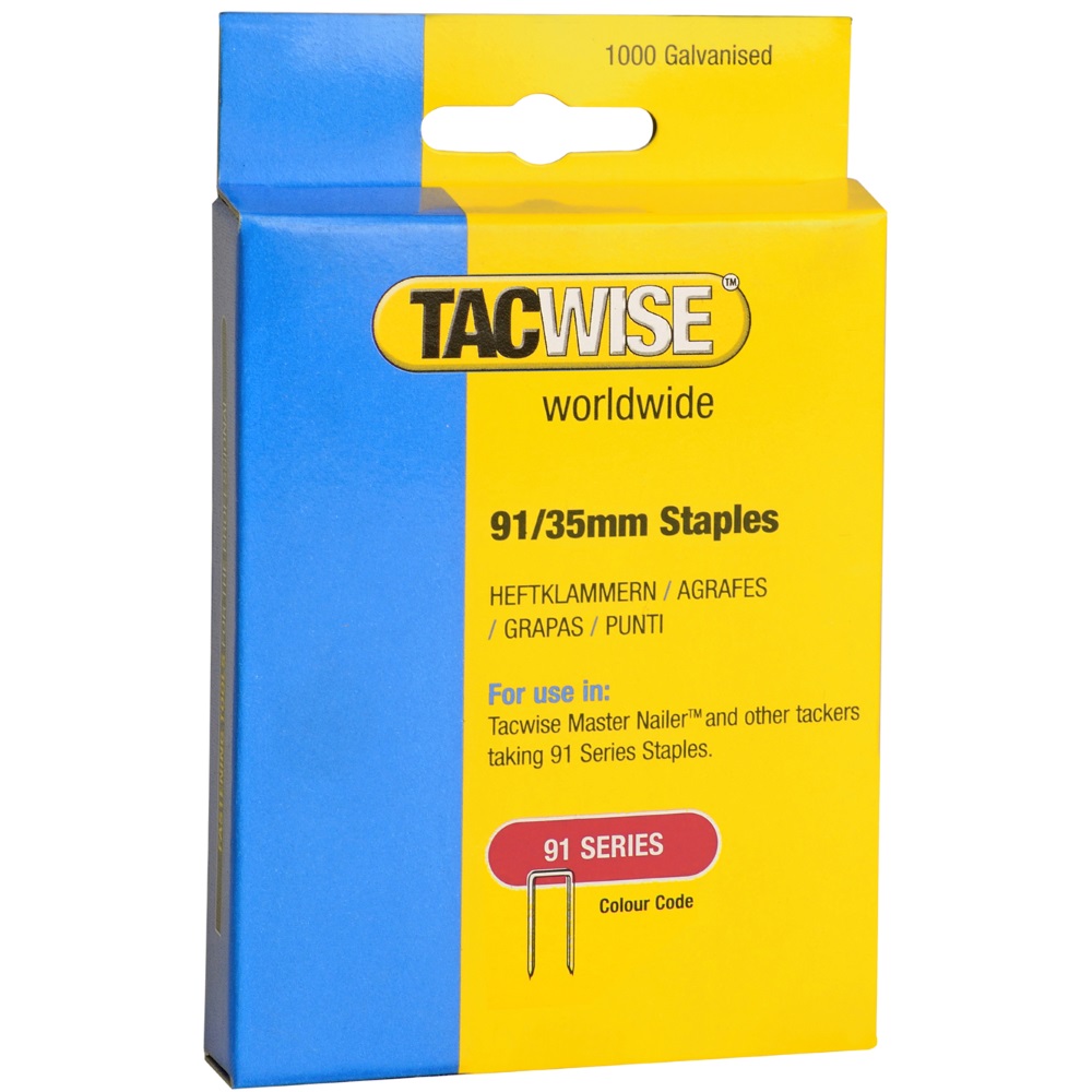 Tacwise 0746 91/35mm Narrow Crown Staples Galvanised  (Box of 1000)