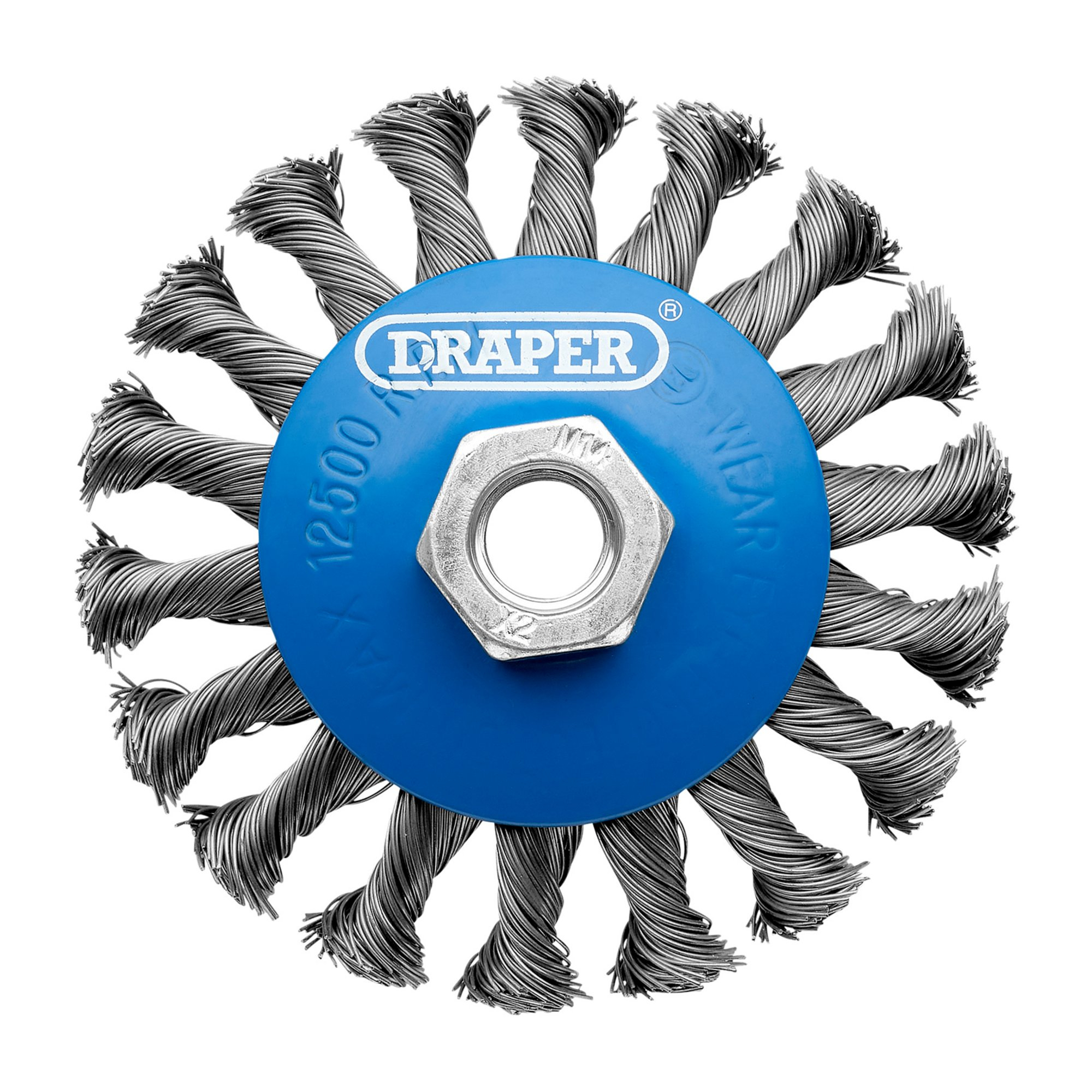 Draper 08062 WBW6 Steel Bevelled Twist Knot Wire Wheel Brush, 100mm, M14