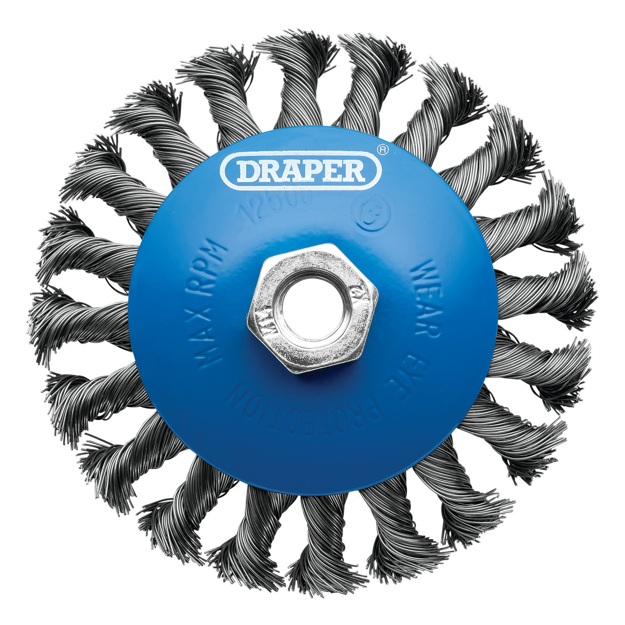 Draper 08063 WBW7 Steel Bevelled Twist Knot Wire Wheel Brush, 115mm, M14