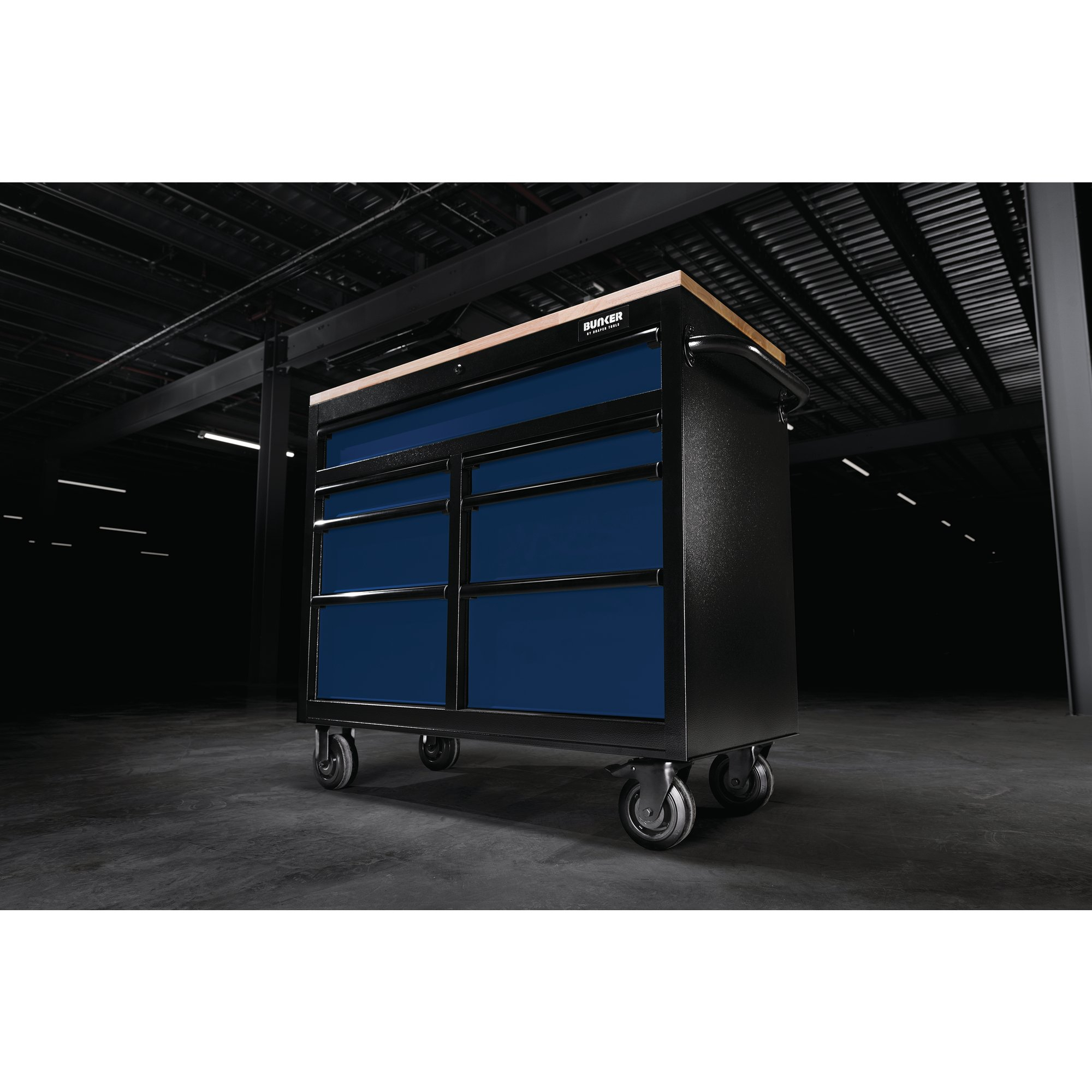 Draper 08222 B100-41B Bunker&#174; Workbench Roller Tool Cabinet, 7 Drawer, 41", Blue