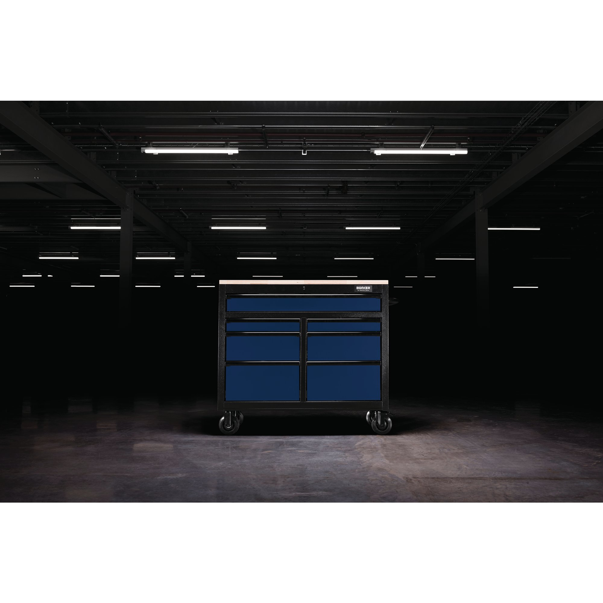 Draper 08222 B100-41B Bunker&#174; Workbench Roller Tool Cabinet, 7 Drawer, 41", Blue