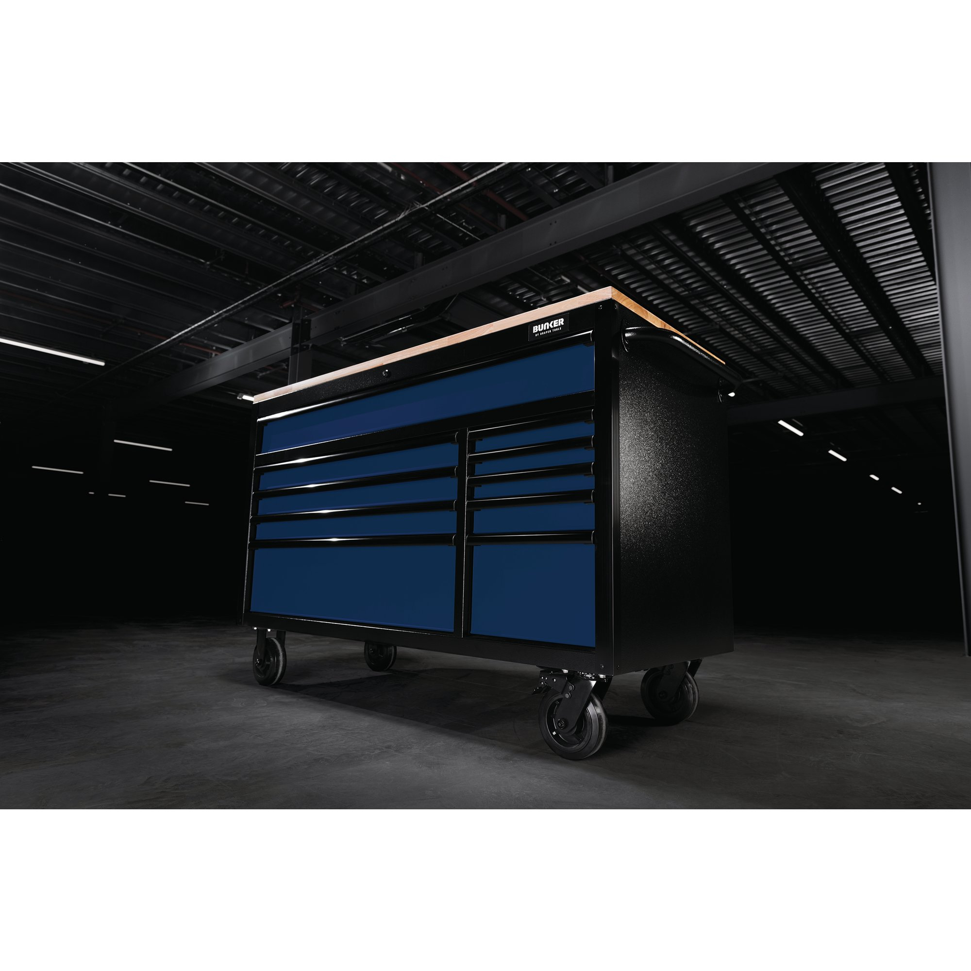 Draper 08237 B100-56B Bunker&#174; Workbench Roller Tool Cabinet, 10 Drawer, 56", Blue