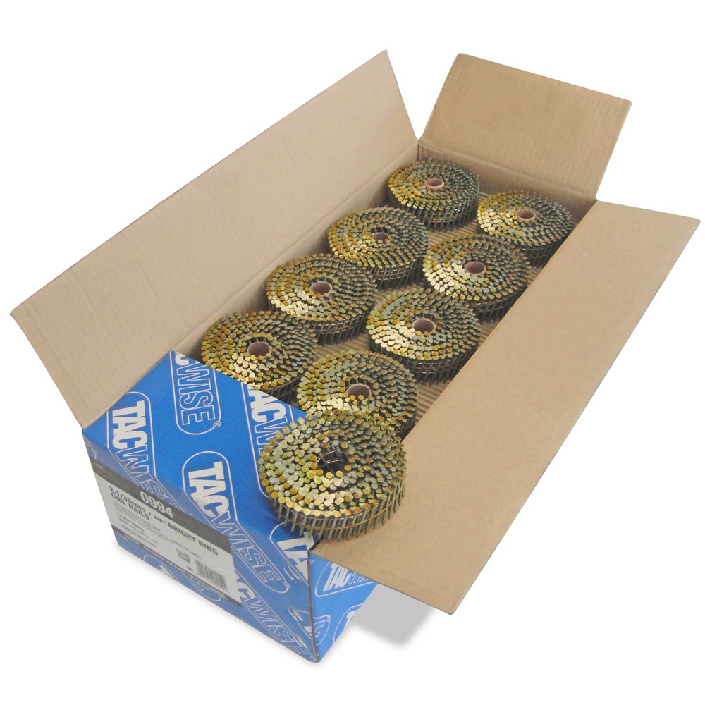 Tacwise 0994 2.1/35mm Bright Ring Coil nails Wire collated Flat top (Pack of 14400)
