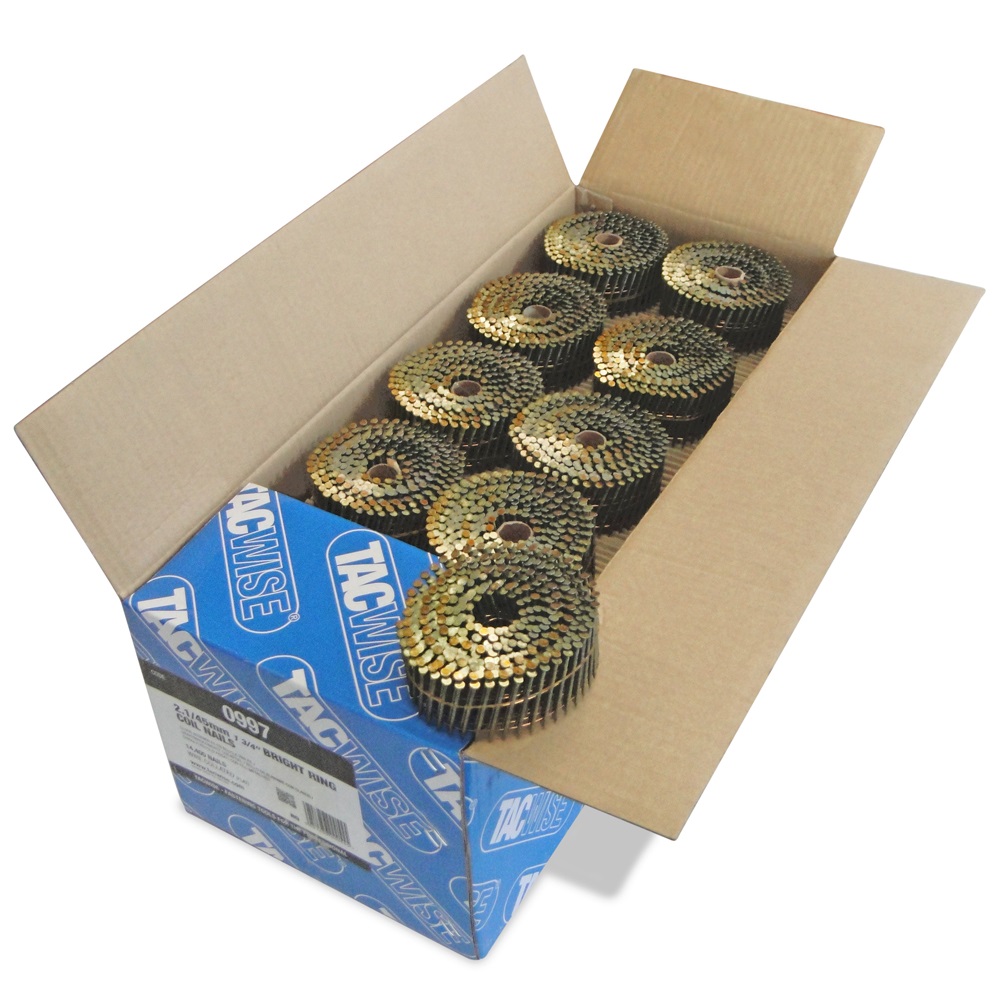 Tacwise 0997 2.1/45mm Bright Ring Coil nails Wire collated Flat top (Pack of 14400)