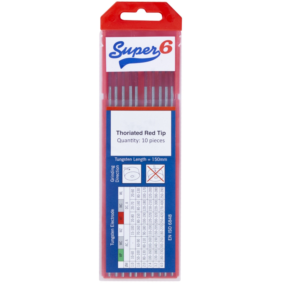 SWP 1107 Red Tip 2% Thoriated Tungsten Electrode 2.4mm (Pack 10)