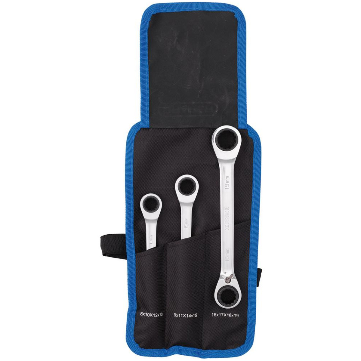 Draper 11652 Metric 4-in-1 Reversible Double Ring End Ratchet Spanner Set (3 Piece)