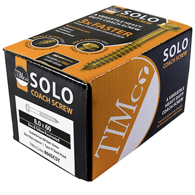 12.0mm x 100mm Solo Coach Screw ZYP (Box of 25) 12100SCSY Timco