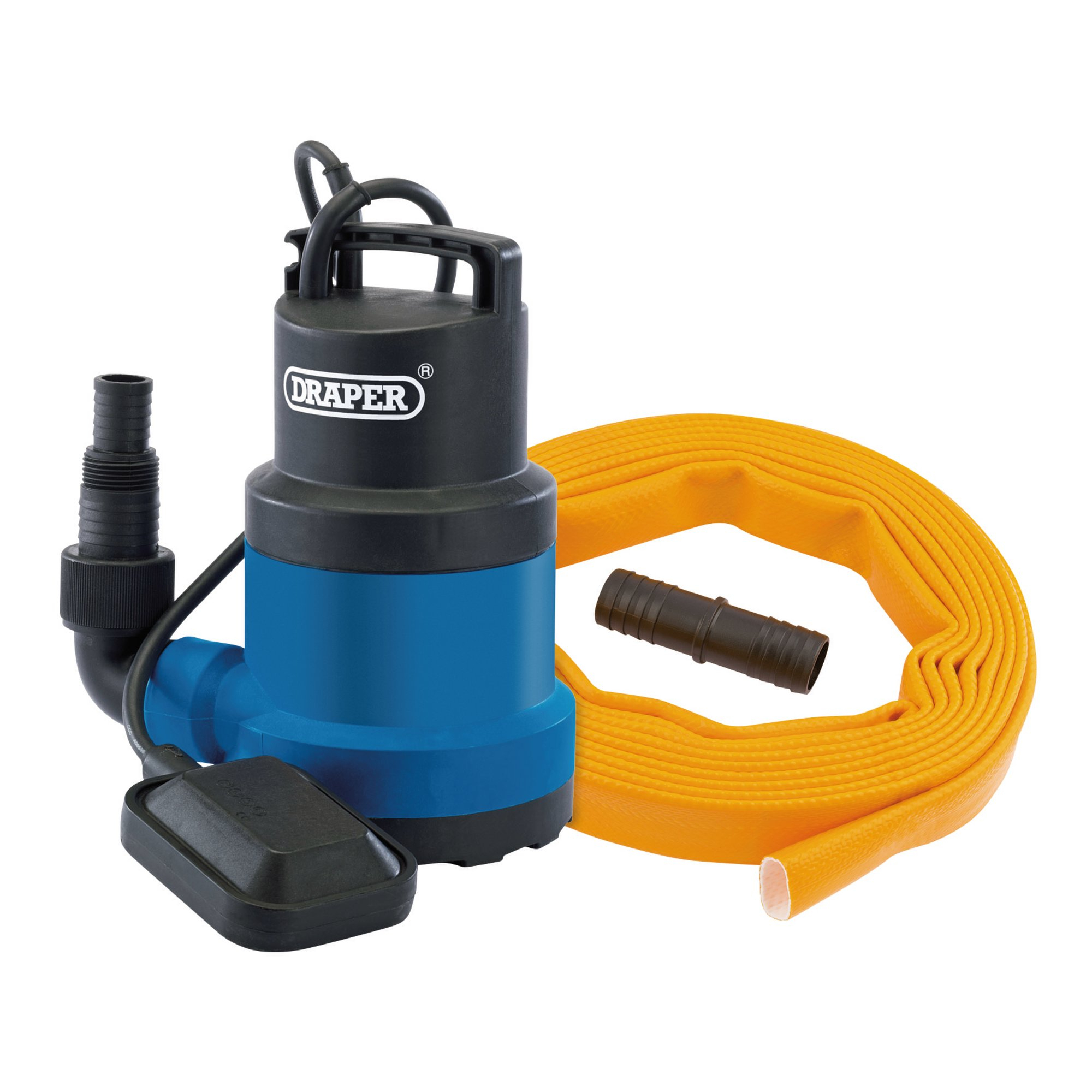 Draper 12429 PTK/SUB3 Submersible Clean Water Pump With Float Switch And Layflat Hose, 191 L/Min, 550 W