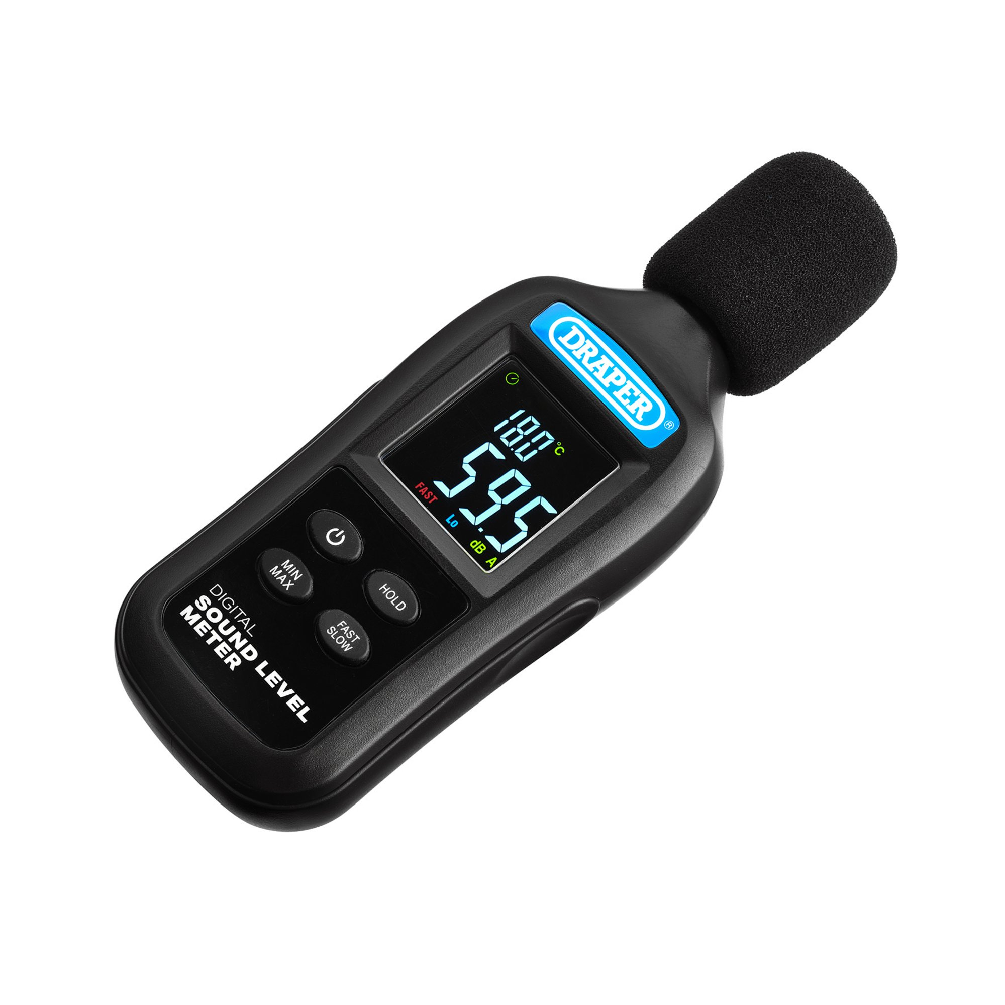 Draper 12442 Handheld Digital Sound Level Meter, 35-135dB and -20 to +70°C