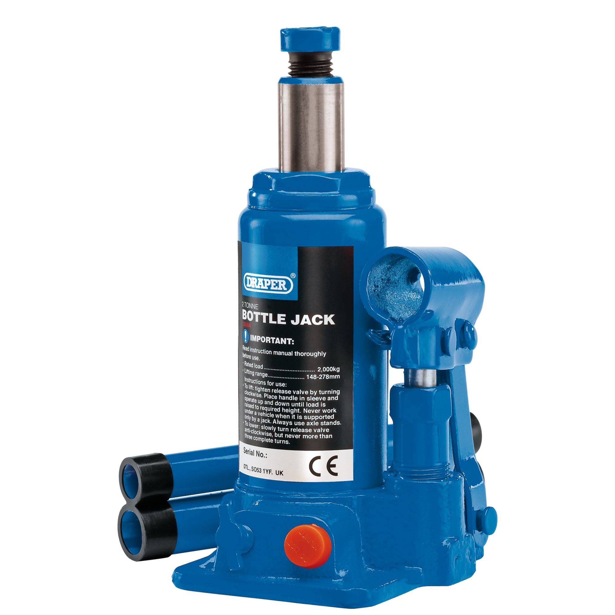 Draper 13064 BJ2-B Hydraulic Bottle Jack (2 Tonne)