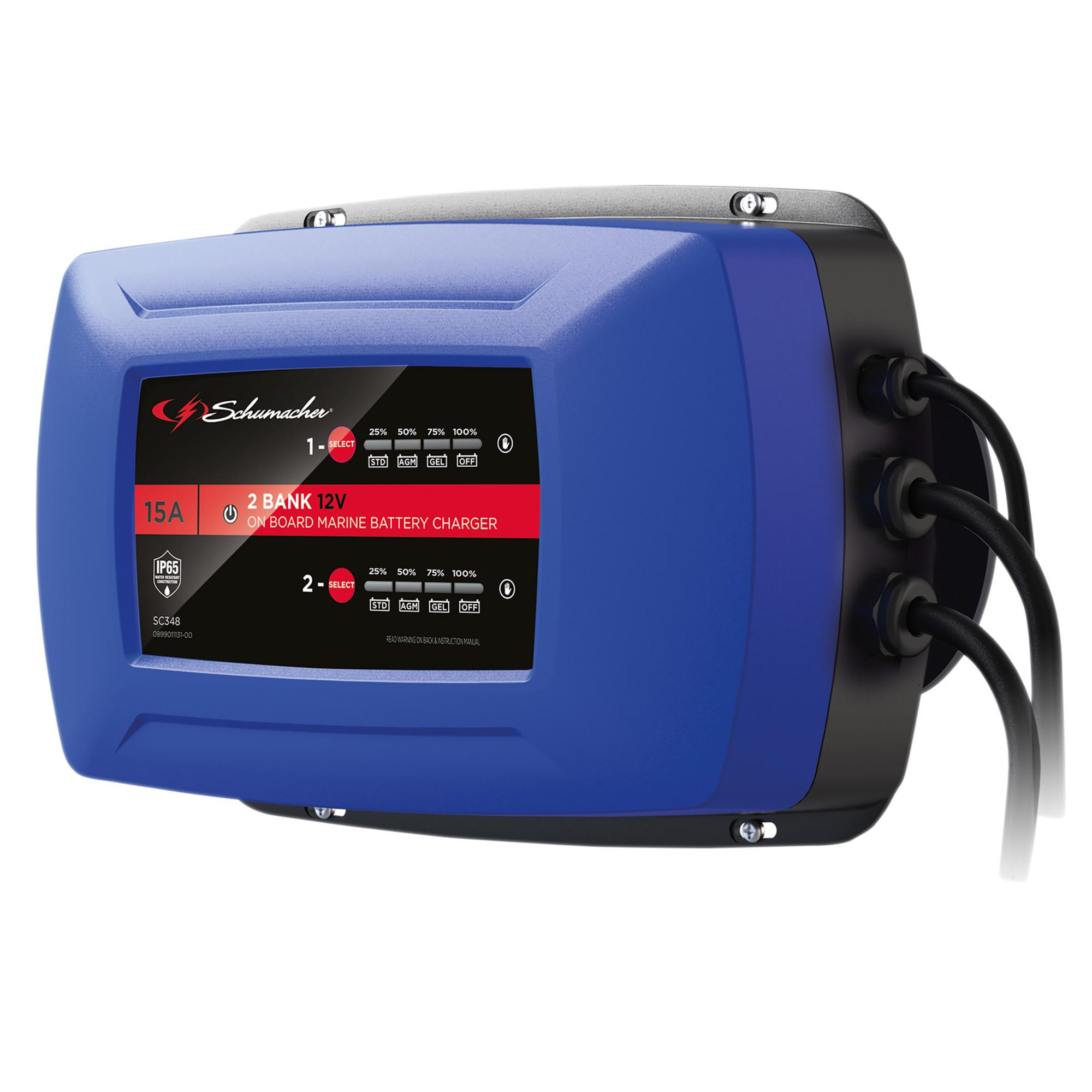 Draper 13102 SC348 Schumacher&#174; Sc348 2 Bank 12 V On Board Marine Battery Charger, 15 A