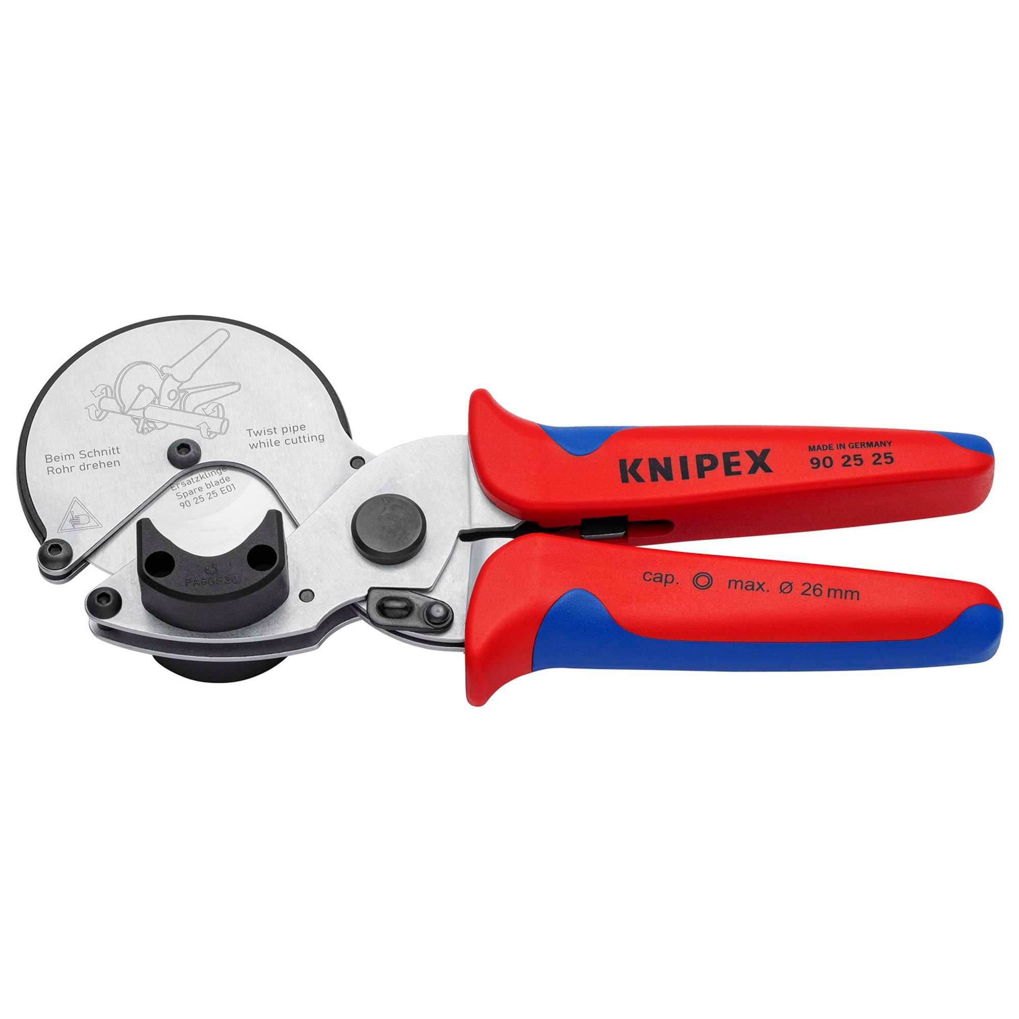 KNIPEX 13165  90 25 25 Pipe Cutter For Composite And Plastic Pipes With Multi-Component Grips 210mm 