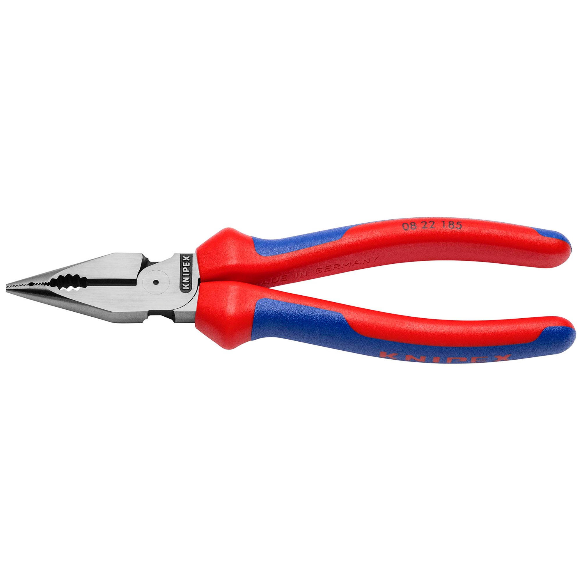 Knipex 08 22 185 SB 08 22 185 Sb Needle Nose Combination Pliers With Multi Component Grips Black Atramentized, 185mm 13179