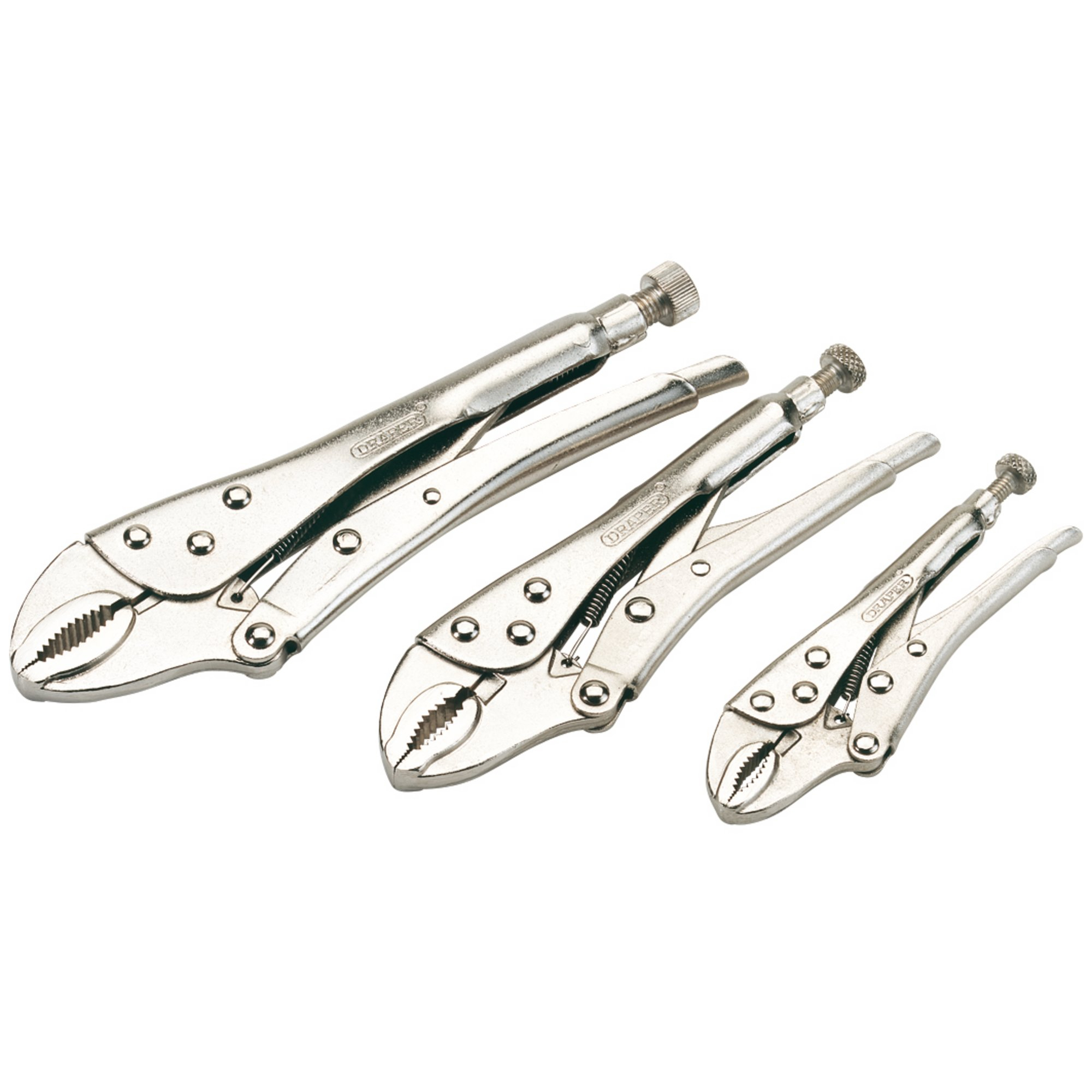 Draper 14040 9006/3 3 Piece Curved Jaw Self Grip Pliers Set
