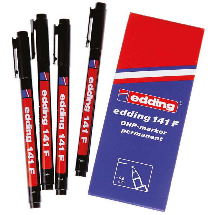 Edding 141F Permanent Fine Nib Pen Marker Black (Packet of 10)