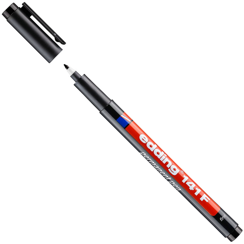 Edding 141F Permanent Fine Nib Pen Marker Black (Packet of 10)