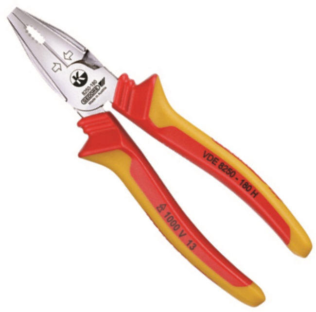 Gedore 1550950 180mm VDE Heavy Duty Combination Pliers with Insulated Sleeves VDE 8250-180 H
