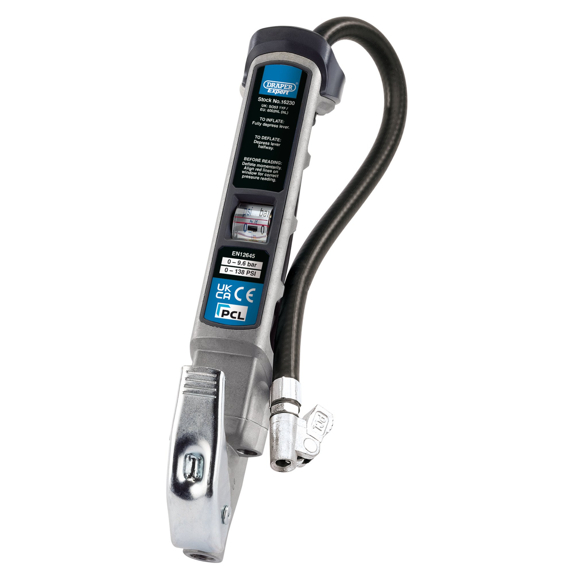 Draper 16230 ALG44 Professional Air Line Inflator with Lock On Connector