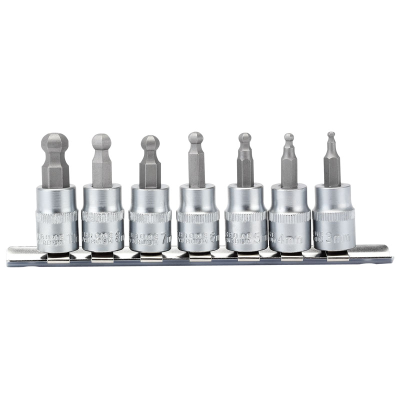 Draper 16296 D-HEX-B/7/55 3/8" Sq. Dr. Hexagonal Socket Bit Set (7 Piece)