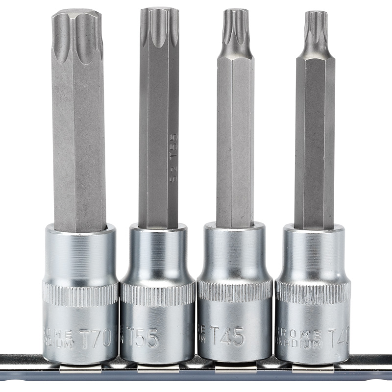 Draper 16331 T-TX/4/100 1/2" Sq. Dr. TX Star&#174; Socket Bit Set (4 Piece)