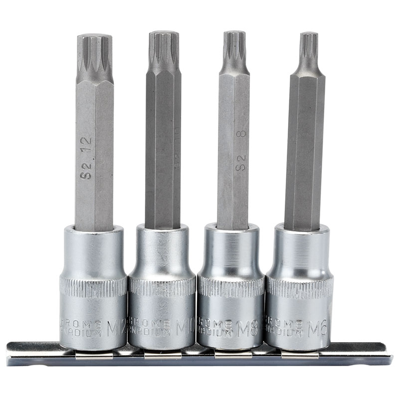 Draper 16350 H-SPLINE/4/100 1/2" Sq. Dr. Spline Socket Bit Set (4 Piece)