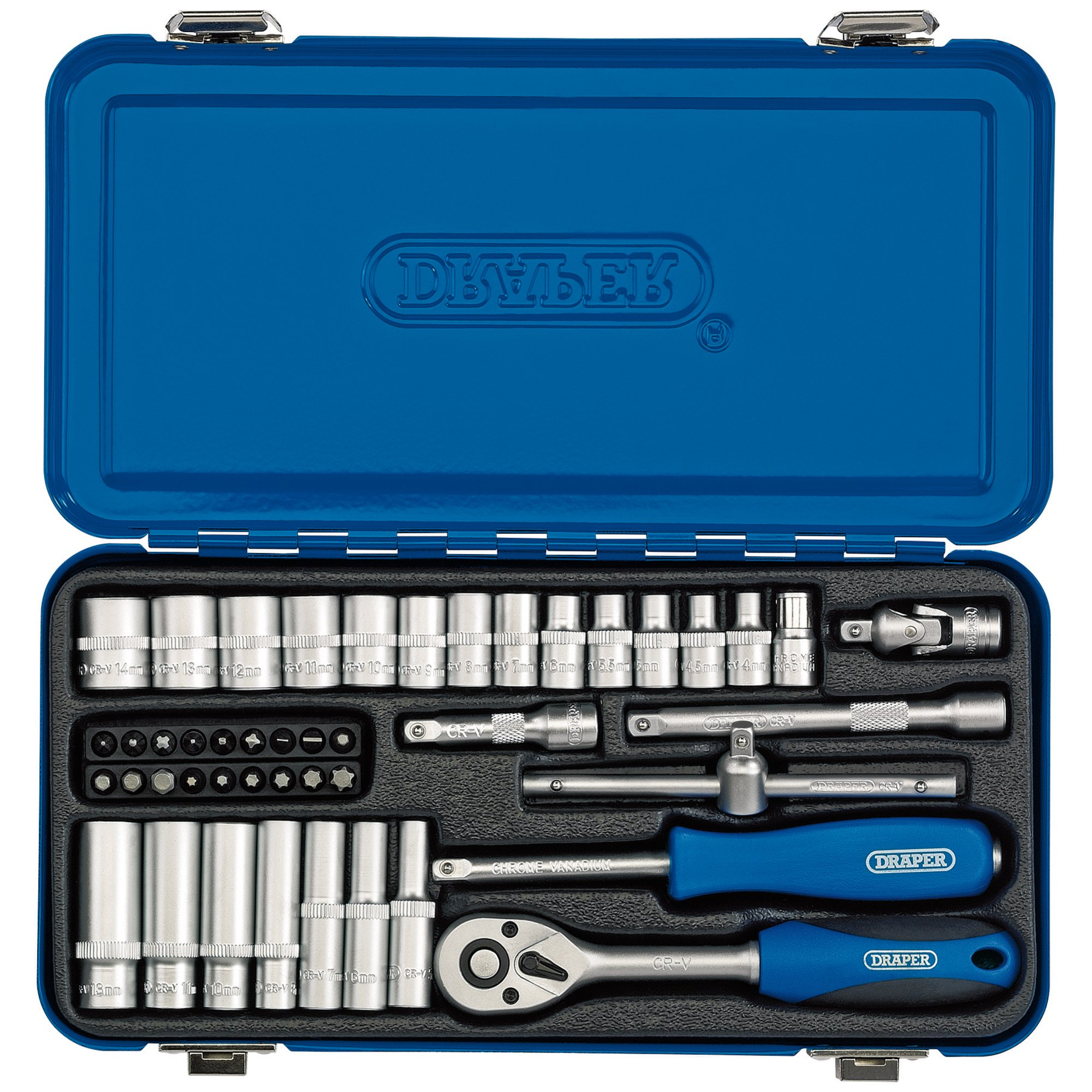 Draper 16365 BD45M/MT 45 Piece ¼" Square Drive Metric Socket Set In Metal Case